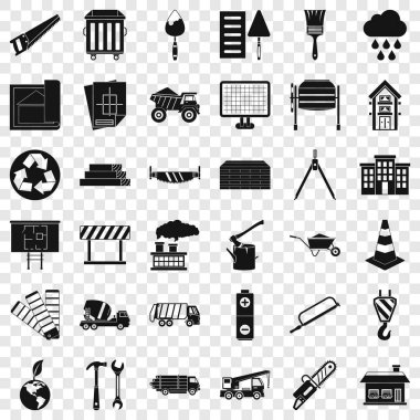 Ev Icons set, basit tarzı inşaatı