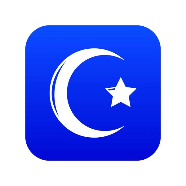 Symbole croissant étoile icône islam vecteur bleu — Image vectorielle