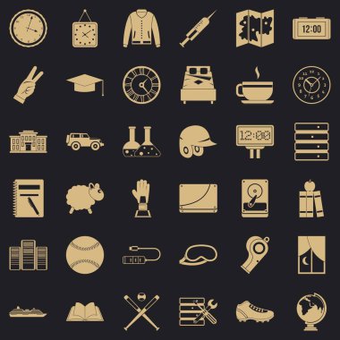 Duvar saati simgeler kümesi, basit tarzı