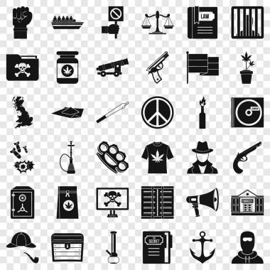 Gizli suç Icons set, basit tarzı