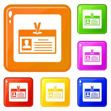 Kimlik kartı simgeleri vektör rengini ayarlar