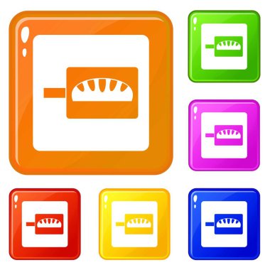 Ekmek pişirme simgeleri vektör renk ayarlamak