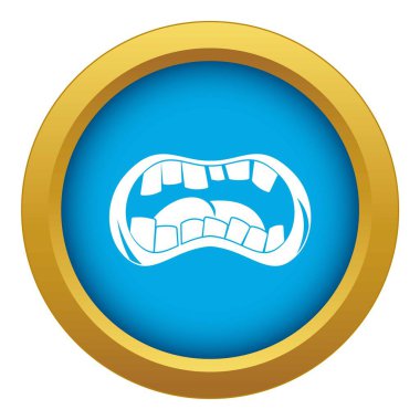 Zombi ağzı simgesi mavi vektör izole edildi