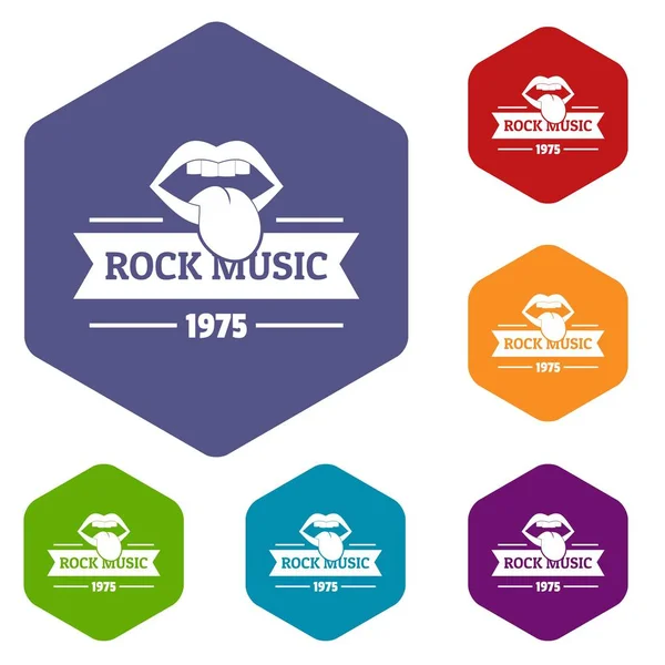 Festival rock icônes vecteur hexaèdre — Image vectorielle