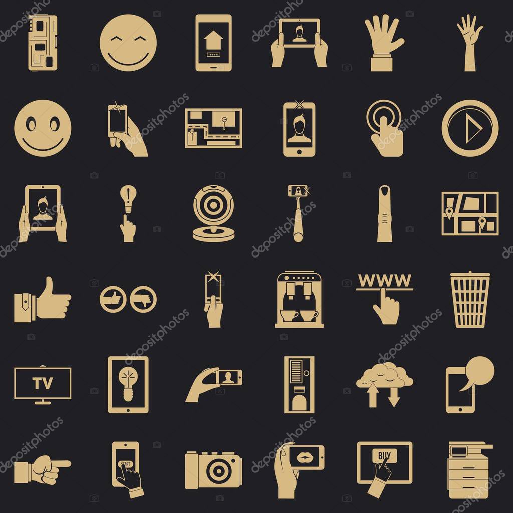 Monitor icons set. Simple style of 36 monitor vector icons for web for any design