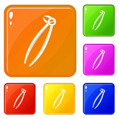 Diş diş hekimi forceps simgeleri vektör renk ayarlamak