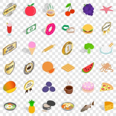 Yiyecek çanak simgeler kümesi, izometrik stili