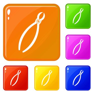 Diş çıkarma aleti simgeleri vektör rengini ayarlar