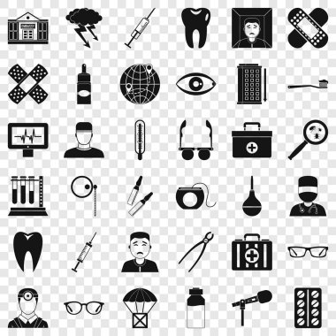 Yaşlı Doktor Icons set, basit tarzı