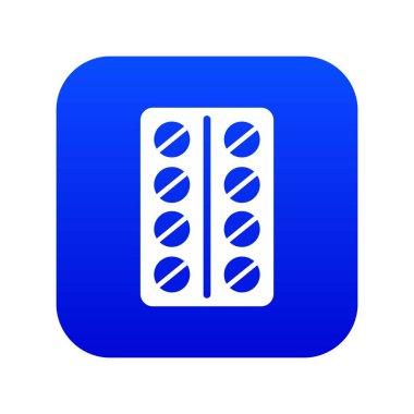 Blister paketi simgesi dijital mavi yuvarlak haplar