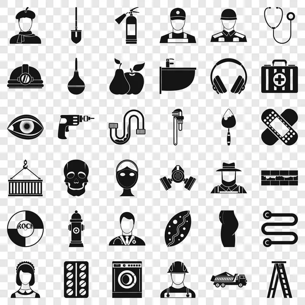 Conjunto de iconos de buena ocupación, estilo simple — Archivo Imágenes Vectoriales