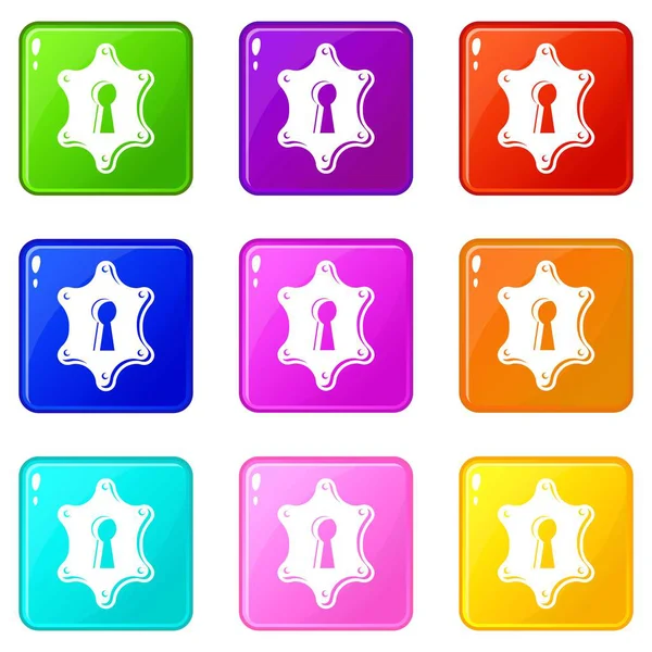 Keyhole icons set 9 color collection — Stock Vector