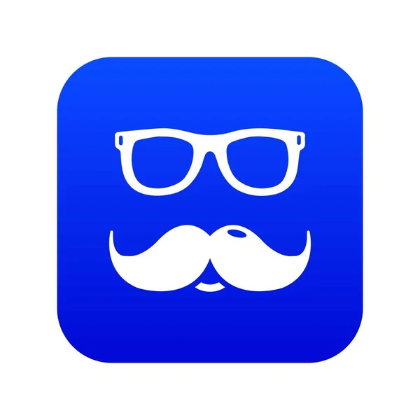 Lunettes Nerd moustaches icône vecteur bleu — Image vectorielle