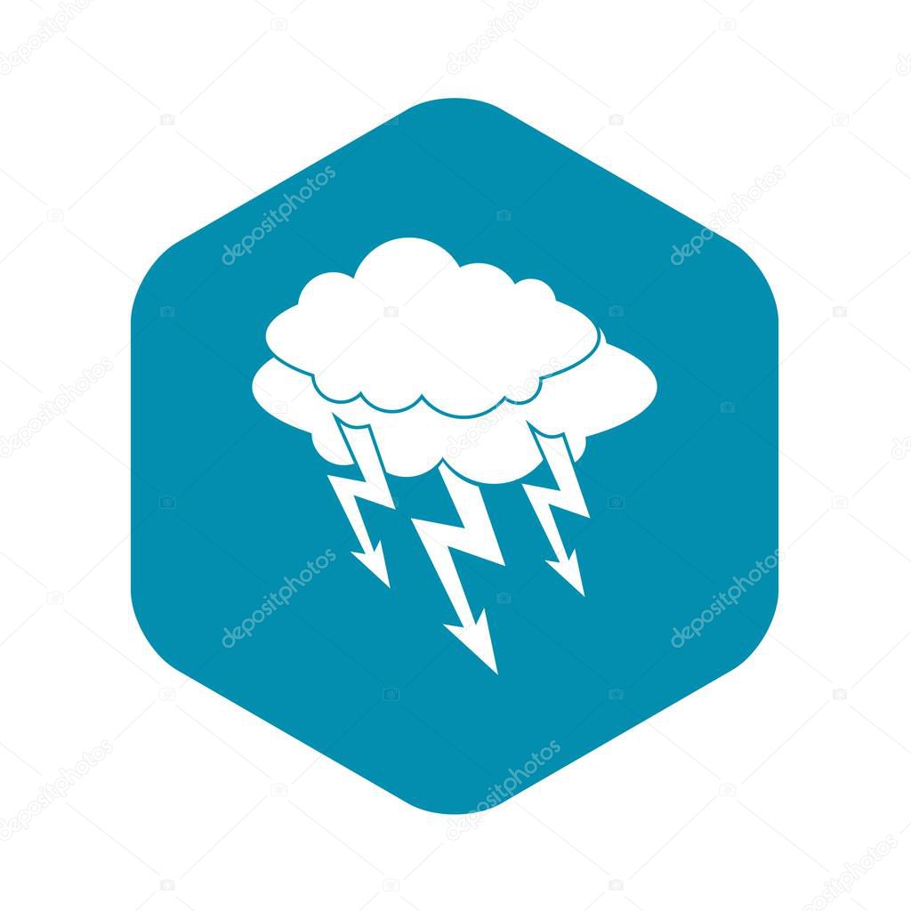 Lightning bolt icon, simple style