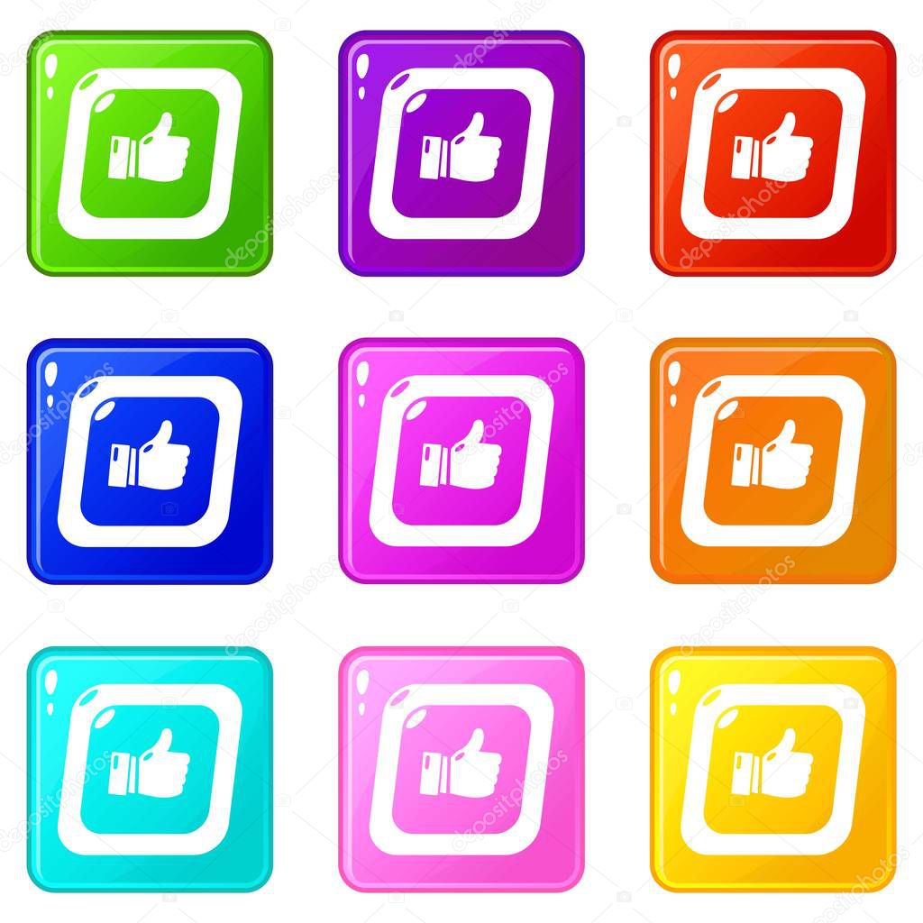 Thumbs up icons set 9 color collection