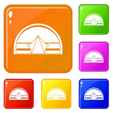 Yarım daire çadır simgeleri vektör renk ayarlamak