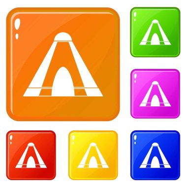 Tepee simgeleri vektör rengini ayarlayın