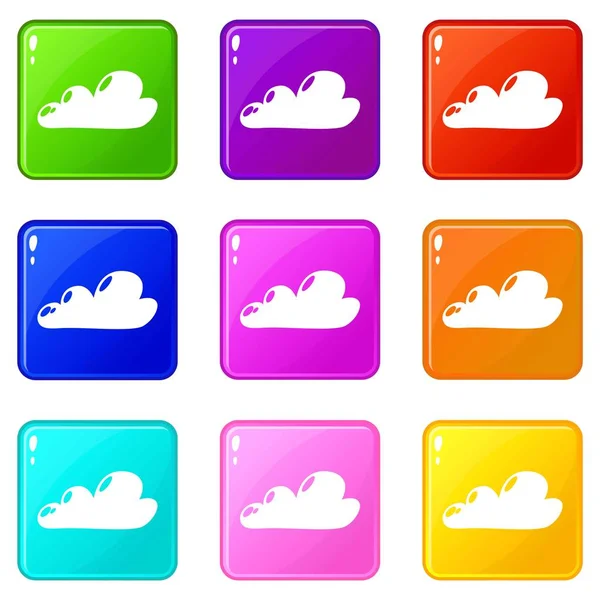 Internet cloud set di icone 9 colori collezione — Vettoriale Stock