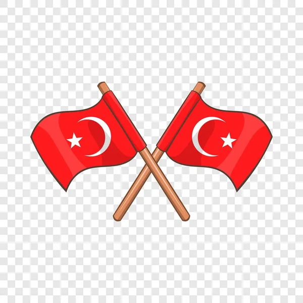 Turkey crossed flags icon, cartoon style — Διανυσματικό Αρχείο