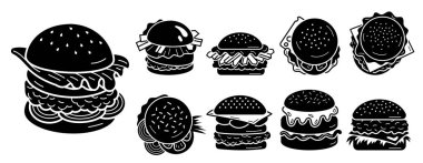 Burger Icons set, basit tarzı