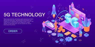 Modern 5g teknoloji konsept afiş, biyometrik tarzı