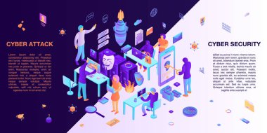 Siber saldırı virüs kavramı afiş, biyometrik tarzı