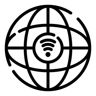 Globus ve 5g ağ simgesi, anahat stili