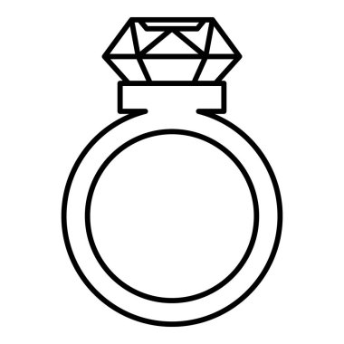 Büyük bir elmas simgesi, anahat tarzı ile Yüzük