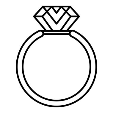 Değerli taş yüzük simgesi, anahat stili