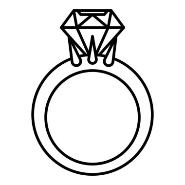 Değerli taş simgesi, anahat tarzı ile Altın yüzük