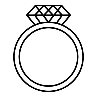 Büyük bir elmas simgesi, anahat tarzı ile Yüzük