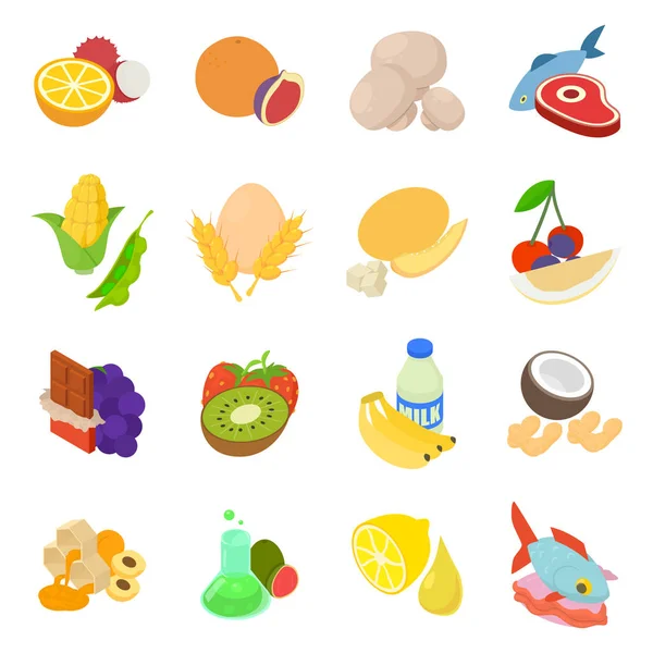 Conjunto de iconos de relleno de fruta, estilo isométrico — Vector de stock