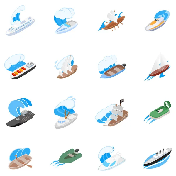 Seafarer icons set, isometric style — Stock Vector