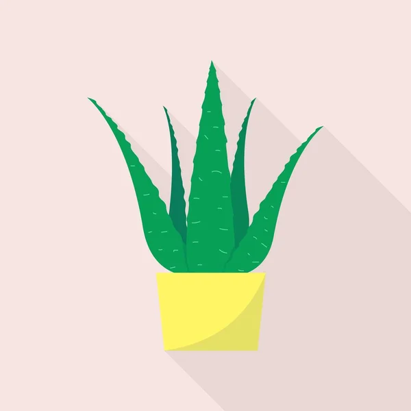 Aloe Pflanzentopf Ikone, flacher Stil — Stockvektor
