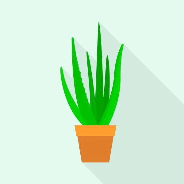 Aloe vera kitchen pot icon, flat style — Stock Vector