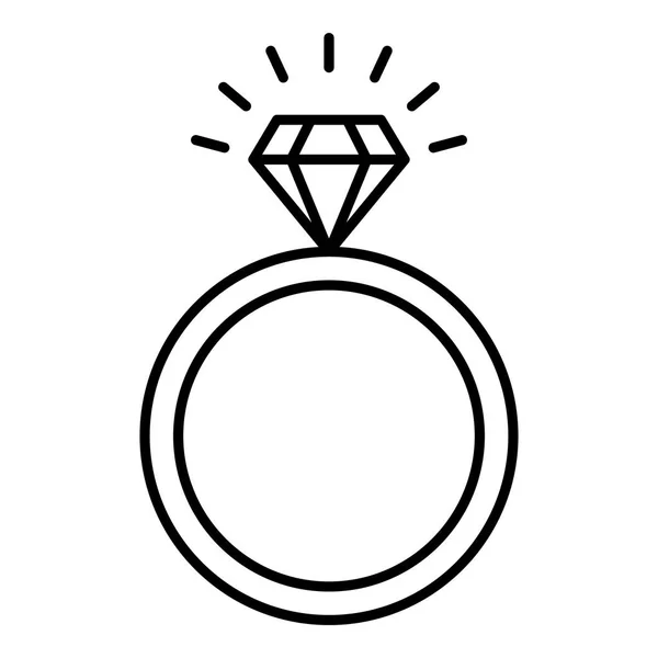 Swarovski kristal yüzük simgesi, anahat stili — Stok Vektör