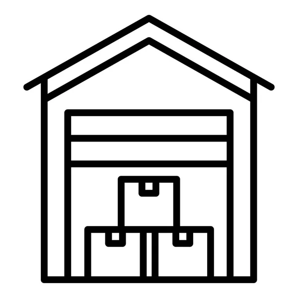 Icono de almacén de exportación cubierto, estilo de esquema — Archivo Imágenes Vectoriales