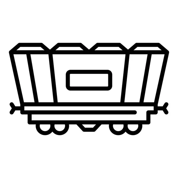 货运铁路旅行车图标，轮廓风格 — 图库矢量图片