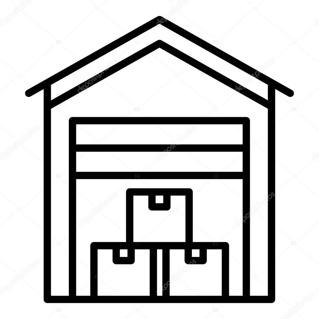 Covered export warehouse icon, outline style
