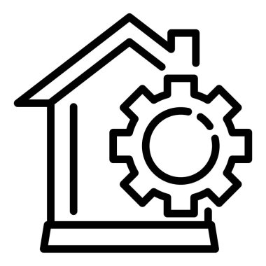 Akıllı ev mekanizması simgesi, anahat stili