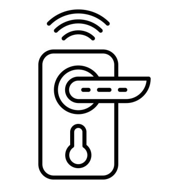 Wireless door lock icon, outline style clipart
