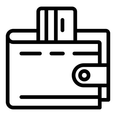 Kredi kartı cüzdan simgesi, anahat stili