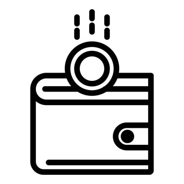 Cüzdan sikke simgesi, anahat stili