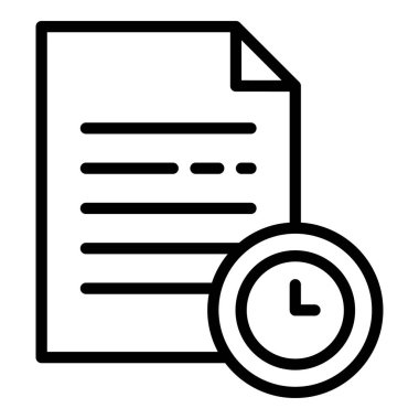 Saat ve belge simgesi, anahat stili