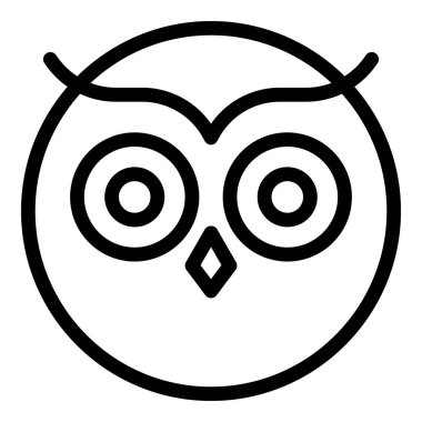 Yuvarlak baykuş yüz simgesi, anahat stili