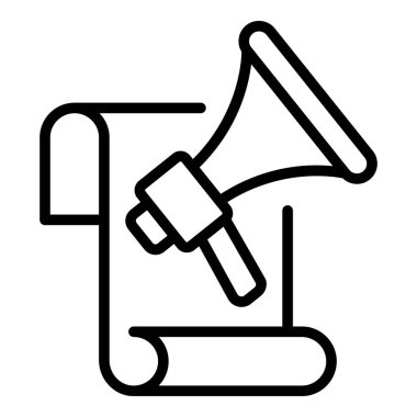 Bullhorn ve liste simgesi, anahat stili