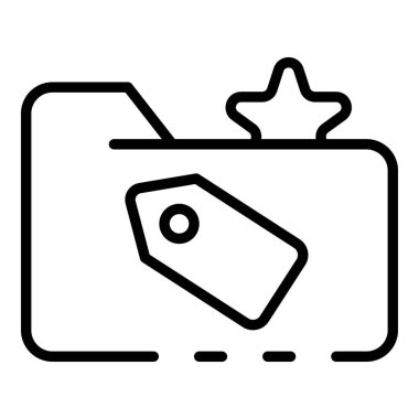 Etiket ve yıldız simgesi olan klasör, anahat stili