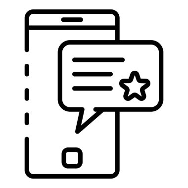 Smartphone sohbet kabarcık yıldız simgesi, anahat tarzı