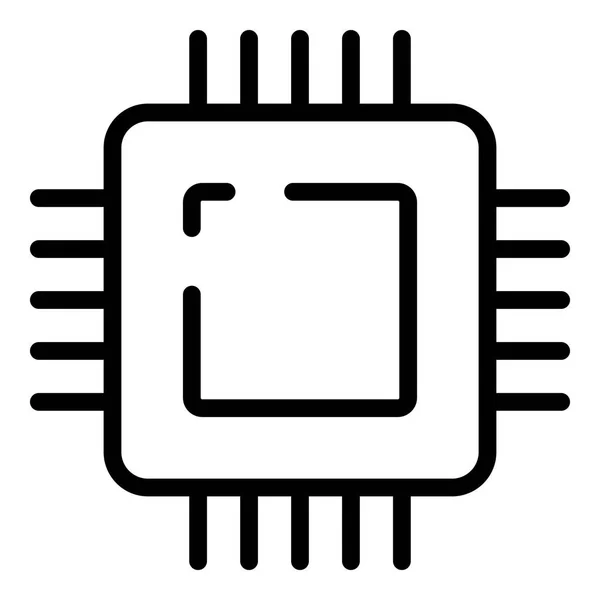 Icône du microprocesseur, style contour — Image vectorielle