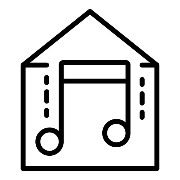Ikona chytré domácí hudby, styl osnovy — Stockový vektor